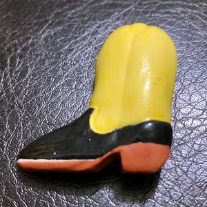 Hand-painted cowboy boot brooch